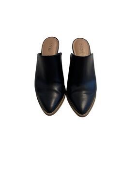 Abound Black Pointed Slip-On Mule with Brown Trim